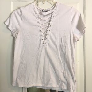 V-neck, white t-shirt, Size M